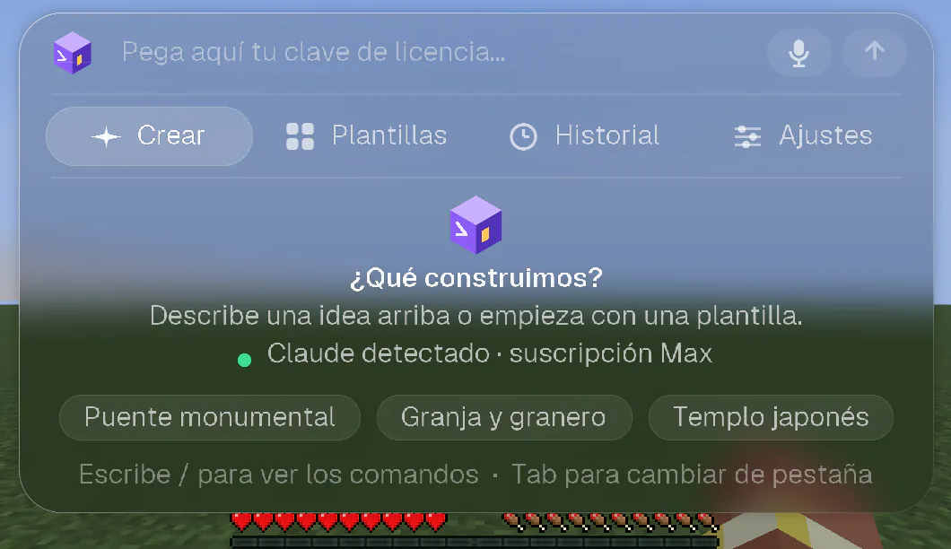 La pantalla de bienvenida con la línea «Claude detectado · suscripción Max» y tres ideas para empezar.