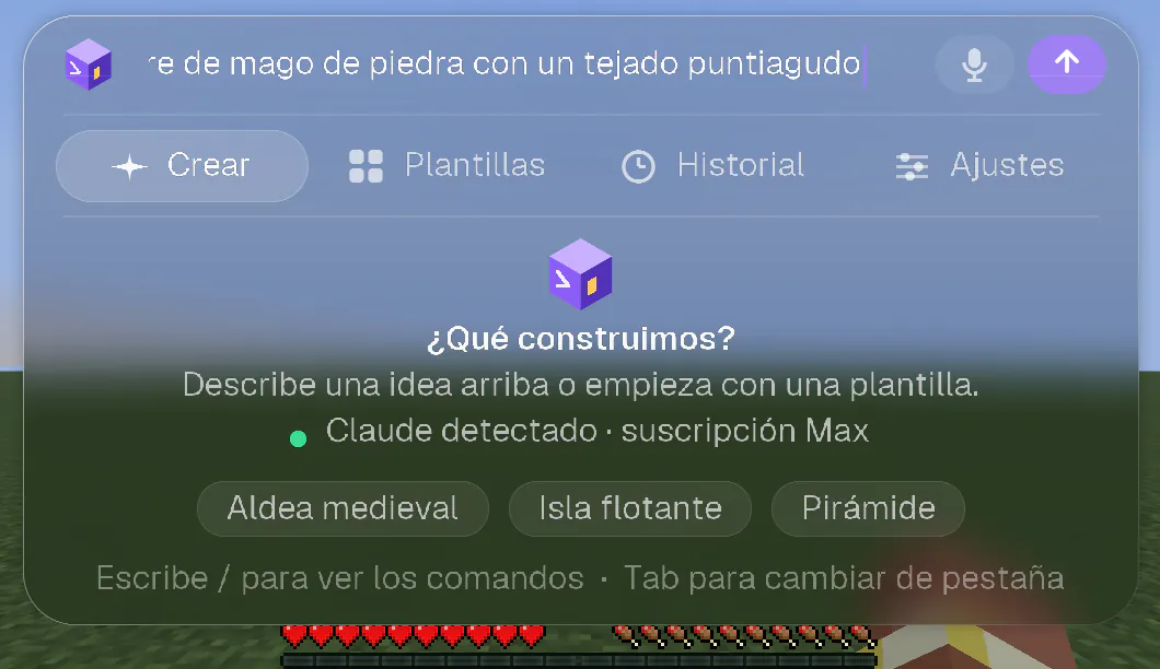 El panel de CRAFT AI con una petición escrita en el campo de arriba y la flecha de envío encendida.